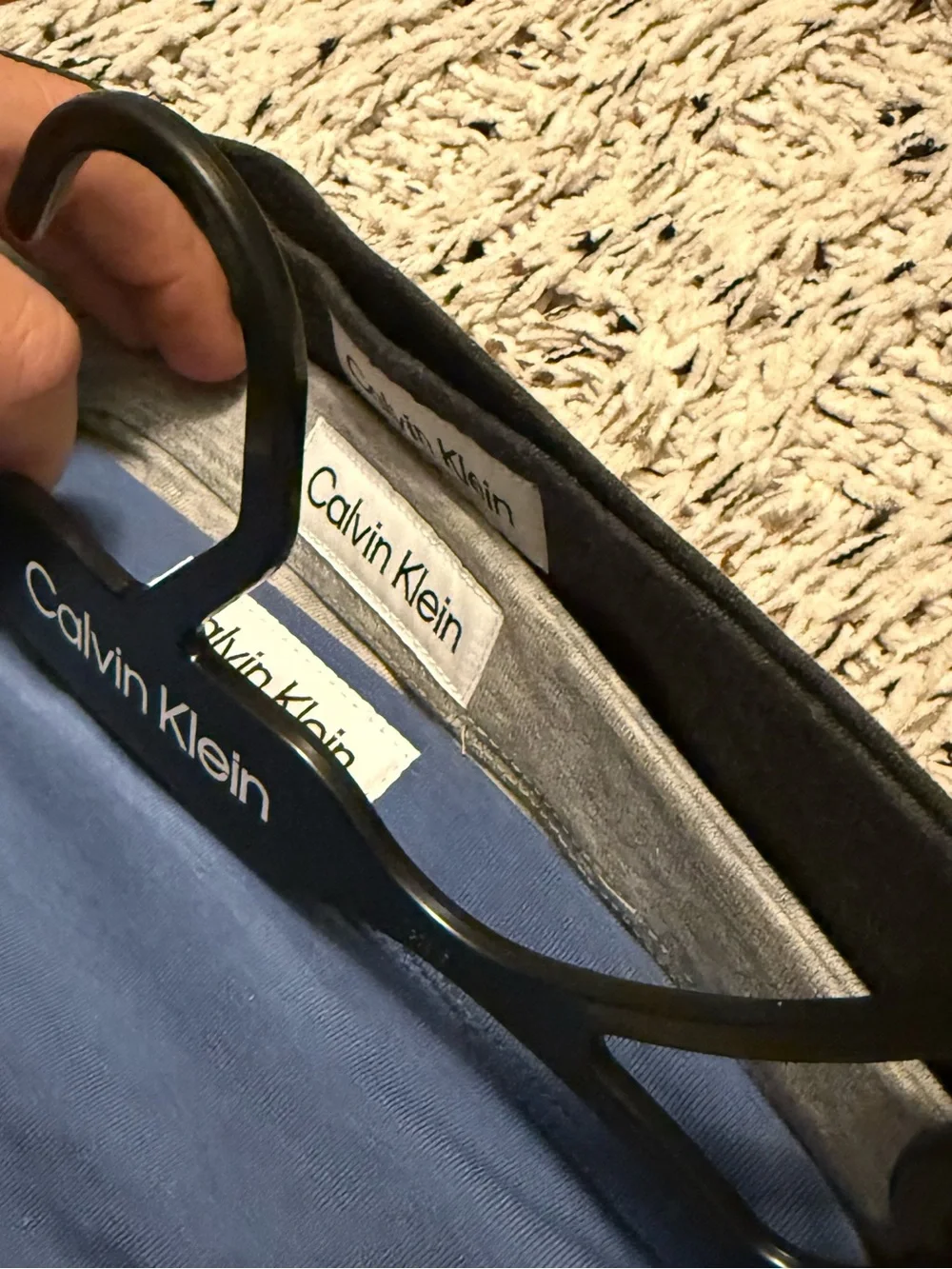 Calvin Klein Women's Thong Underwear 3 Pack Large Cotton Gray Charcoal Blue